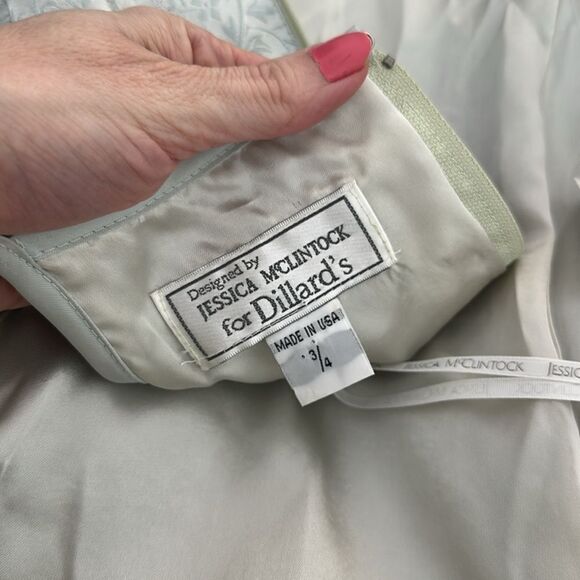 Jessica McClintock for Dillards sea green drop waist dress 3/4 - Picture 4 of 10